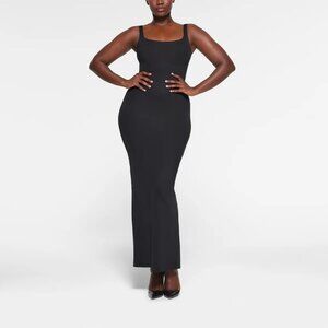NWT, SKIMS BODY - TANK LONG SLIP DRESS, Onyx, M